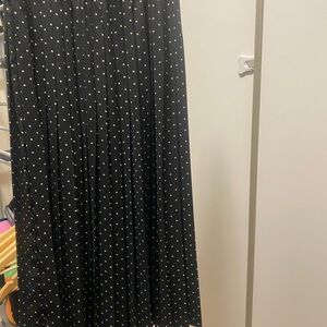 Joe Fresh Black Polka Dot Pleated Maxi Skirt
